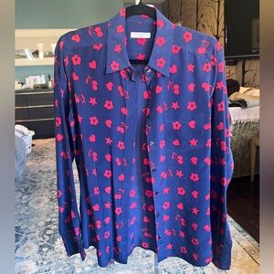 Equipment Blue and Red Floral Men's Shirt